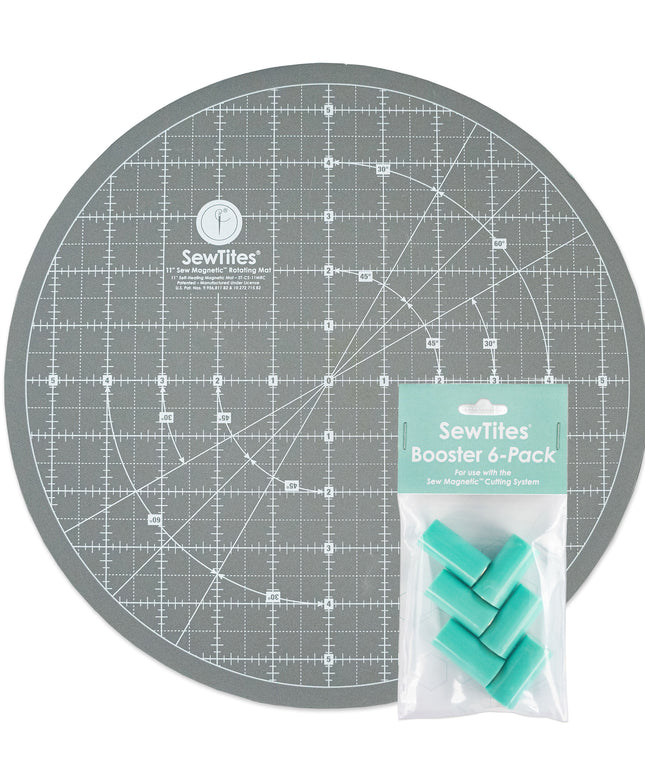 BUNDLE: Sew Magnetic 11" Rotating Self-Healing Cutting Mat + Boosters 6-Pack